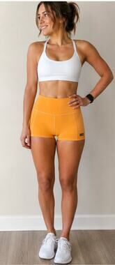 FLEO Orange Athletic Gym Shorts Size Medium